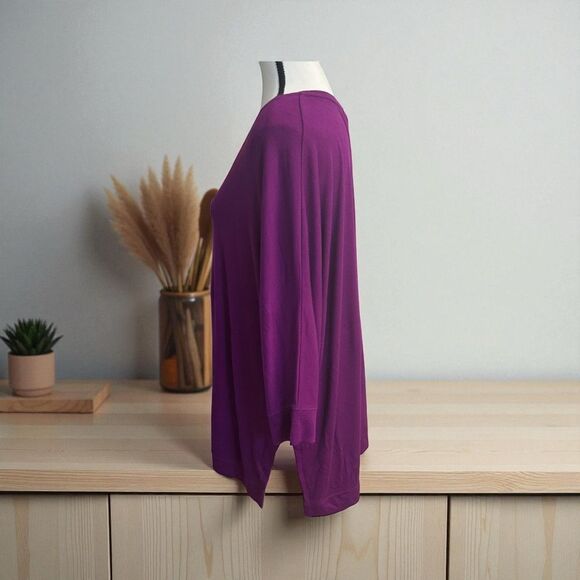 Laurie Felt Heather Purple Ribbed Oversized Relaxed Pullover Top Size Small - Picture 2 of 8